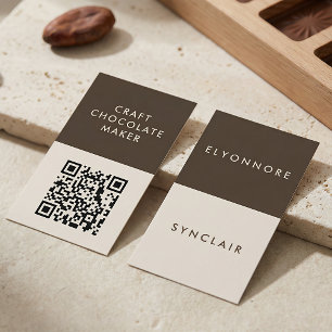 Carte De Visite Code Qr de Fabricant de Chocolat Artisanal Minimal