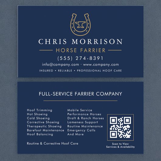 Carte De Visite Code QR de fer à cheval de maréchal-ferrant