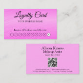 Carte De Visite Code QR de fidélité moderne professionnel rose (Devant / Derrière)