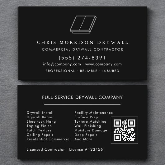 Carte De Visite Code QR de finition de cloison sèche Sheetrock