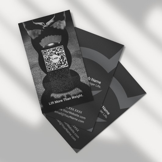 Carte De Visite Code QR de Fitness Moderne avec Kettlebell