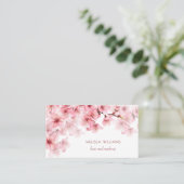 Carte De Visite Code QR de fleurs de cerisier à l'aquarelle (Debout devant)