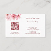 Carte De Visite Code QR de fleurs de cerisier à l'aquarelle (Dos)