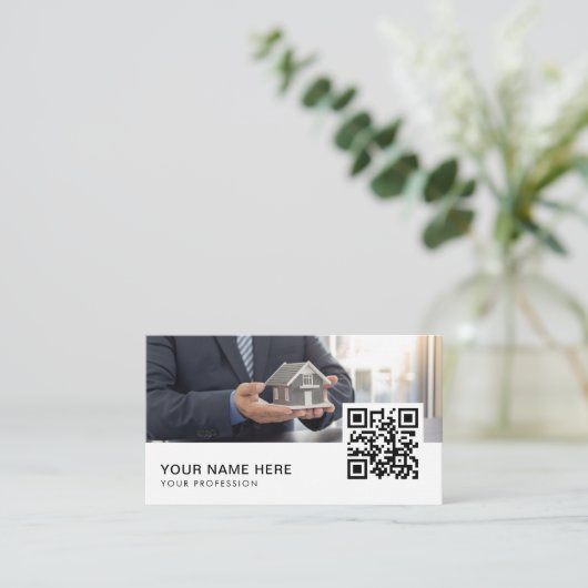 Carte De Visite Code QR de gestion des propriétés (Debout devant)