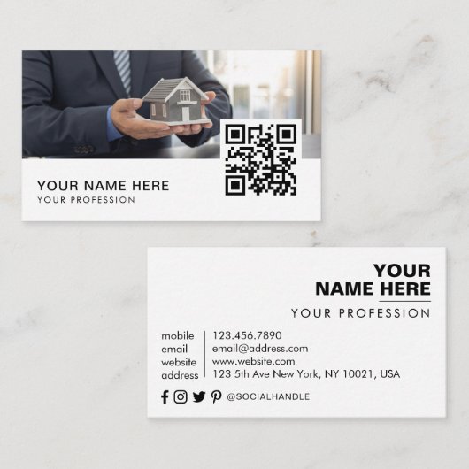 Carte De Visite Code QR de gestion des propriétés (Devant / Derrière)