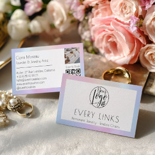 Carte De Visite Code QR de joaillerie permanente chic pastel holog