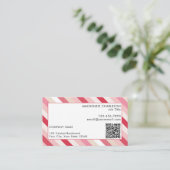 Carte De Visite Code QR de la bande de bonbons rose (Debout devant)