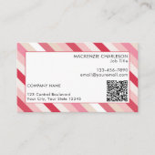 Carte De Visite Code QR de la bande de bonbons rose (Devant)