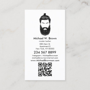 Carte De Visite Code qr de la barbe de hipster moustache