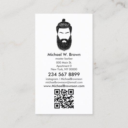 Carte De Visite Code qr de la barbe de hipster moustache (Dos)
