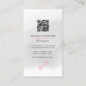 Carte De Visite Code QR de la blogueuse patronne (Dos)