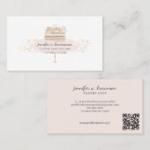 Carte De Visite Code QR de la boulangerie florale de gâteau Script (Devant / Derrière)