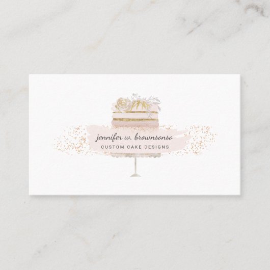 Carte De Visite Code QR de la boulangerie florale de gâteau Script (Devant)