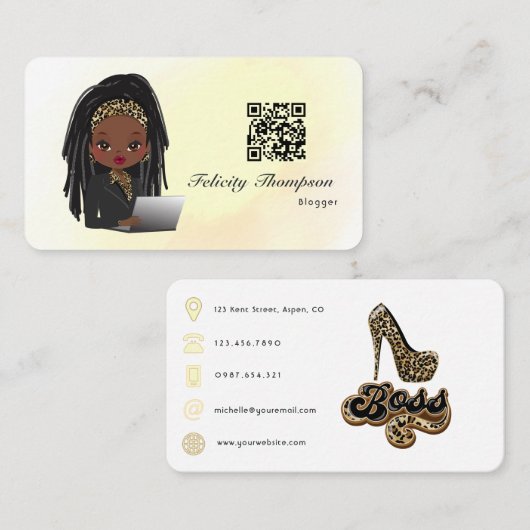 Carte De Visite Code QR de la dame du chef (Devant / Derrière)