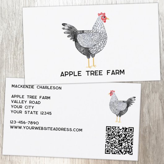 Carte De Visite Code QR de la ferme de poulets et d'œufs