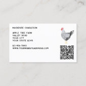 Carte De Visite Code QR de la ferme de poulets et d'œufs (Dos)