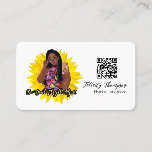 Carte De Visite Code QR de la fille selfie à la mode (Devant)