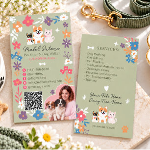 Carte De Visite Code QR de la gardienne de compagnie florale fanta