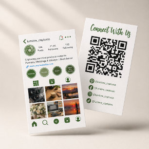 Carte De Visite Code QR de la grille de photos des médias sociaux