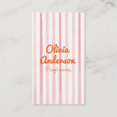 Carte De Visite Code QR de la main dessiné rose orangé blanc (Devant)