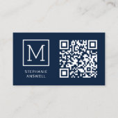 Carte De Visite Code QR de la marine Logo minimum professionnel (Devant)