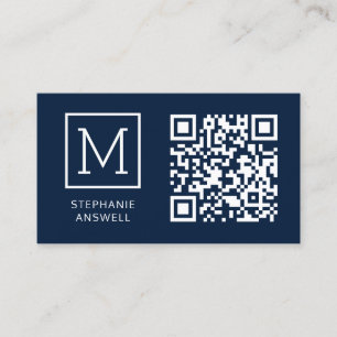 Carte De Visite Code QR de la marine Logo minimum professionnel