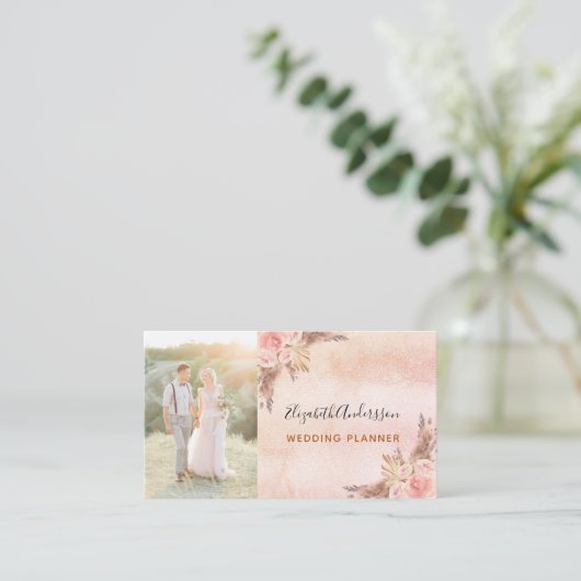 Carte De Visite Code QR de la pampas herbe wedding planner (Debout devant)