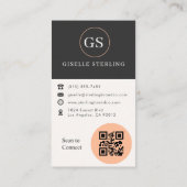 Carte De Visite Code QR de la Pêche Orange Photo Professionnel (Dos)