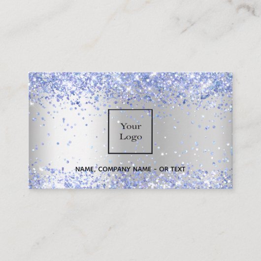 Carte De Visite Code QR de la photo bleu clair argenté (Devant)