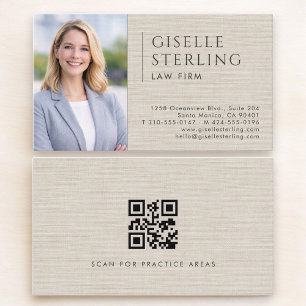 Carte De Visite Code QR de la photo de linge du cabinet d'avocats