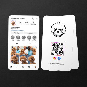 Carte De Visite Code QR de la photo d'un chien influenceur sur un