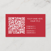 Carte De Visite Code QR de la plante de cactus rouge (Dos)