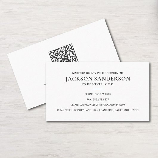 Carte De Visite Code QR de la police Département de l'application 