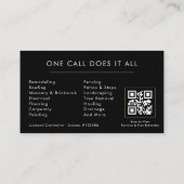 Carte De Visite Code QR de la société de construction Black Gold (Dos)