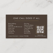 Carte De Visite Code QR de la société de construction Brown Gold (Dos)