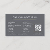 Carte De Visite Code QR de la société de construction Gray (Dos)