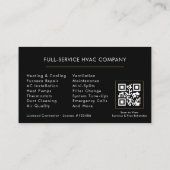 Carte De Visite Code QR de la société de services de CVC noir (Dos)