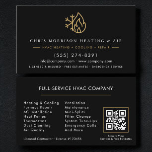 Carte De Visite Code QR de la société de services de CVC noir
