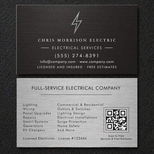 Carte De Visite Code QR de la société électrique professionnel
