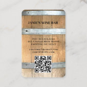 Carte De Visite Code QR de la vinerie de bar à vin rustique (Dos)