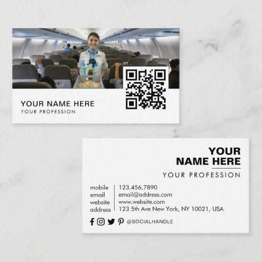 Carte De Visite code QR de l'agent de bord (Devant / Derrière)