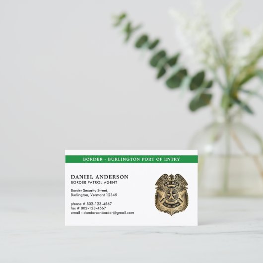 Carte De Visite Code QR de l'agent de patrouille frontalière de la (Debout devant)