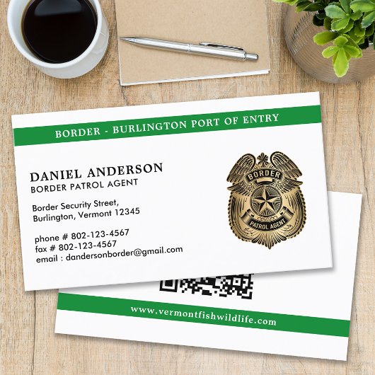 Carte De Visite Code QR de l'agent de patrouille frontalière de la