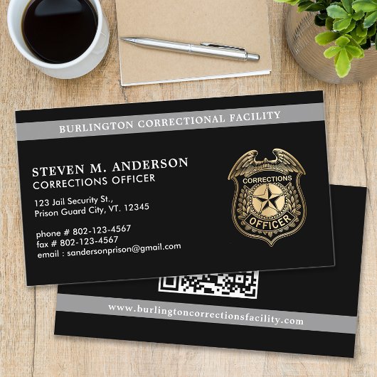 Carte De Visite Code QR de l'agent de police correctionnel personn