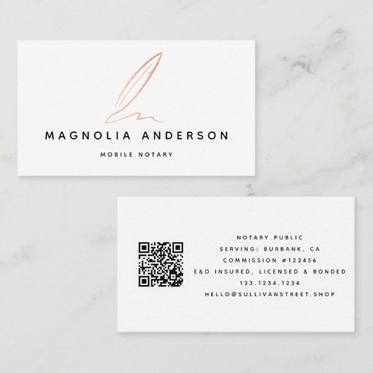 Carte De Visite Code QR de l'agent de signature publique notaire R (Devant / Derrière)