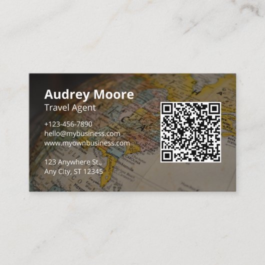 Carte De Visite Code QR de l'agent de voyage (Devant)