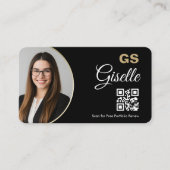 Carte De Visite Code QR de l'agent financier Photo Noir Or (Devant)