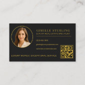 Carte De Visite Code QR de l'agent immobilier Black Gold (Dos)