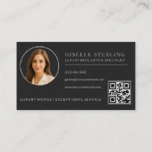 Carte De Visite Code QR de l'agent immobilier Black Silver (Dos)