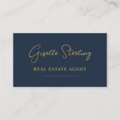 Carte De Visite Code QR de l'agent immobilier Blue & Gold Navy (Devant)